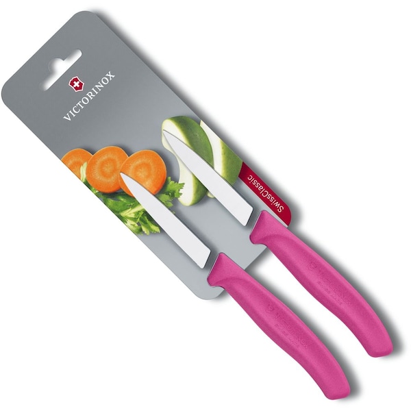 Swiss Army Brands Victorinox Kitchen Swiss Classic Paring - 2 Packs 3.25In Spear Point, Straight Blade Pink Packaged VIC-6.7606.L115B - main